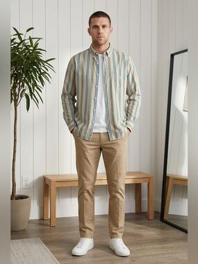 J. Crew Classic Striped Button-Down Shirt Size XL 100% Cotton